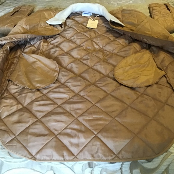 Active Wear Light Tan Quilted Coat, NWT, soft sheep style collar, medium - Picture 7 of 11